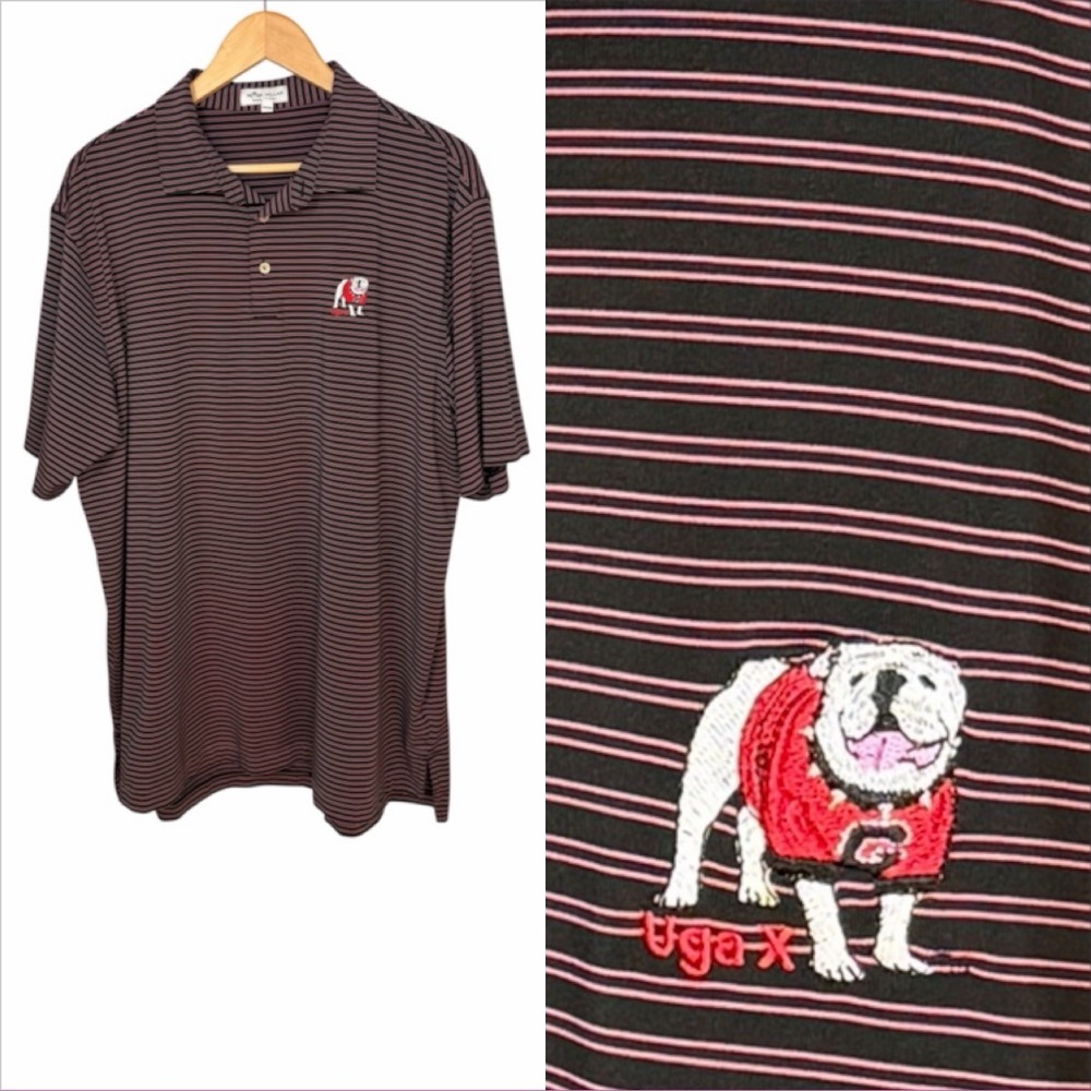 Peter Millar Georgia Bulldogs Summer Comfort Performance Striped Polo Shirt XL